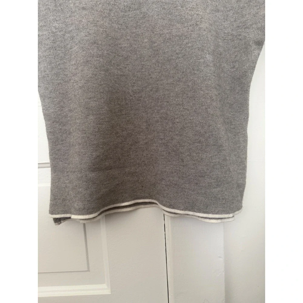 Zara Knit Womens Grey Mock Neck Short Sleeve Sweater Contrast Trim Large